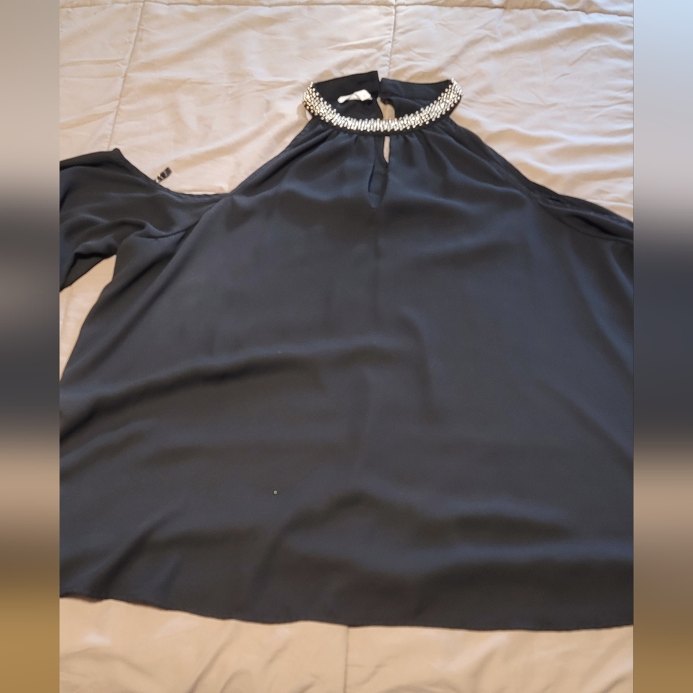 Maurices Black Top with Sparkling Neckline